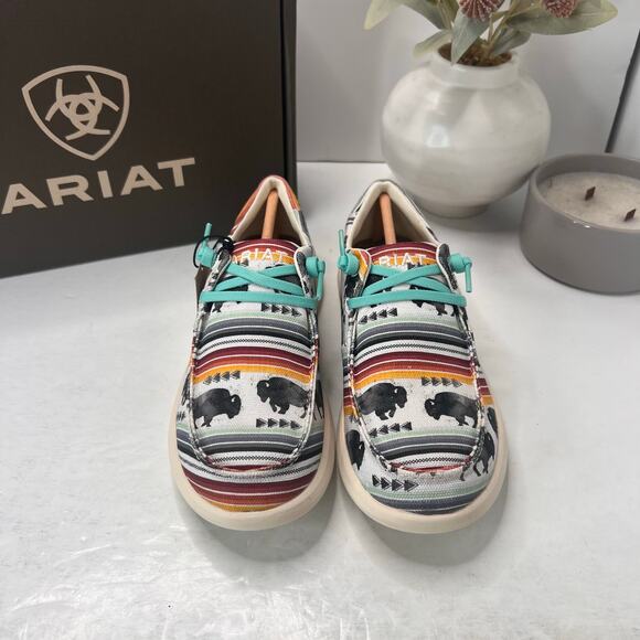Ariat Hilo Moc Toe Lightweight Lace Up Shoe Buffalo Print Women 6.5B NWB Comfort - Picture 5 of 10